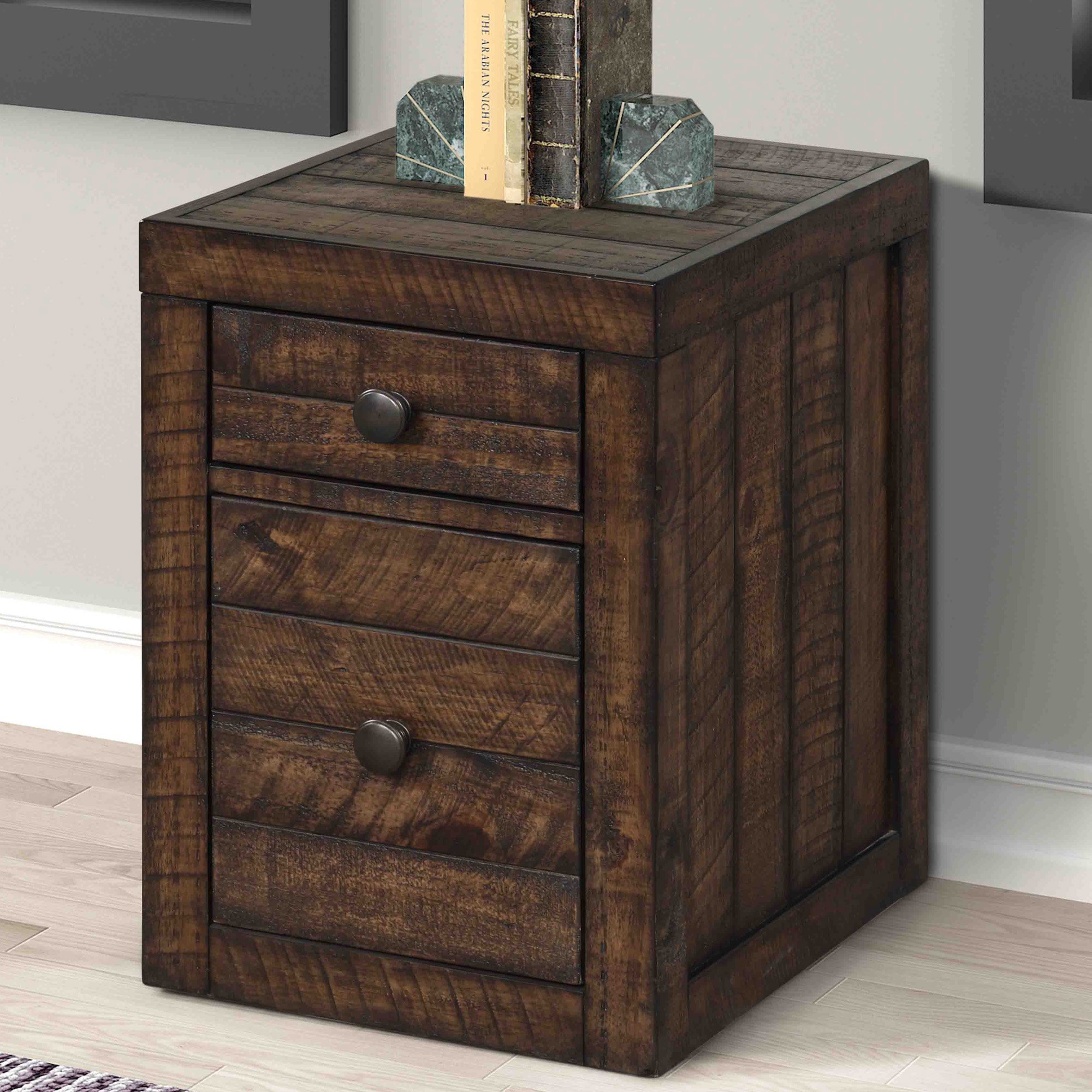Tobacco Brown Rolling Filing Cabinet - Tustin-2