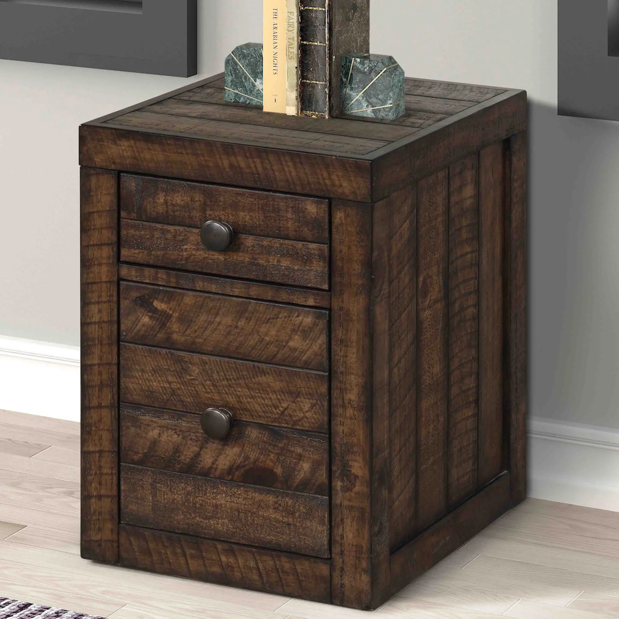 Tustin Tobacco Brown Rolling Filing Cabinet-2