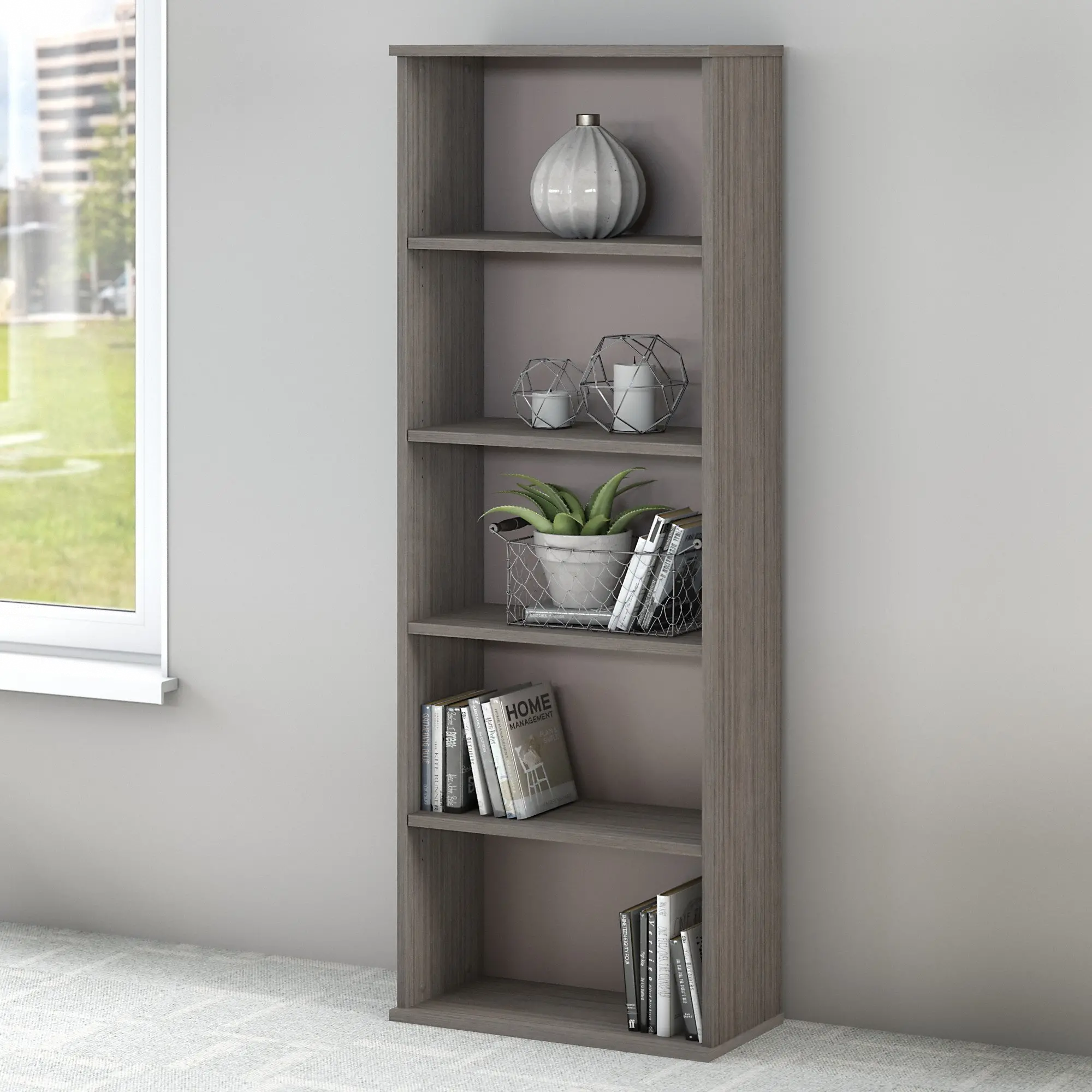 CMB124COP Commerce Pewter 5-Shelf Bookcase-1