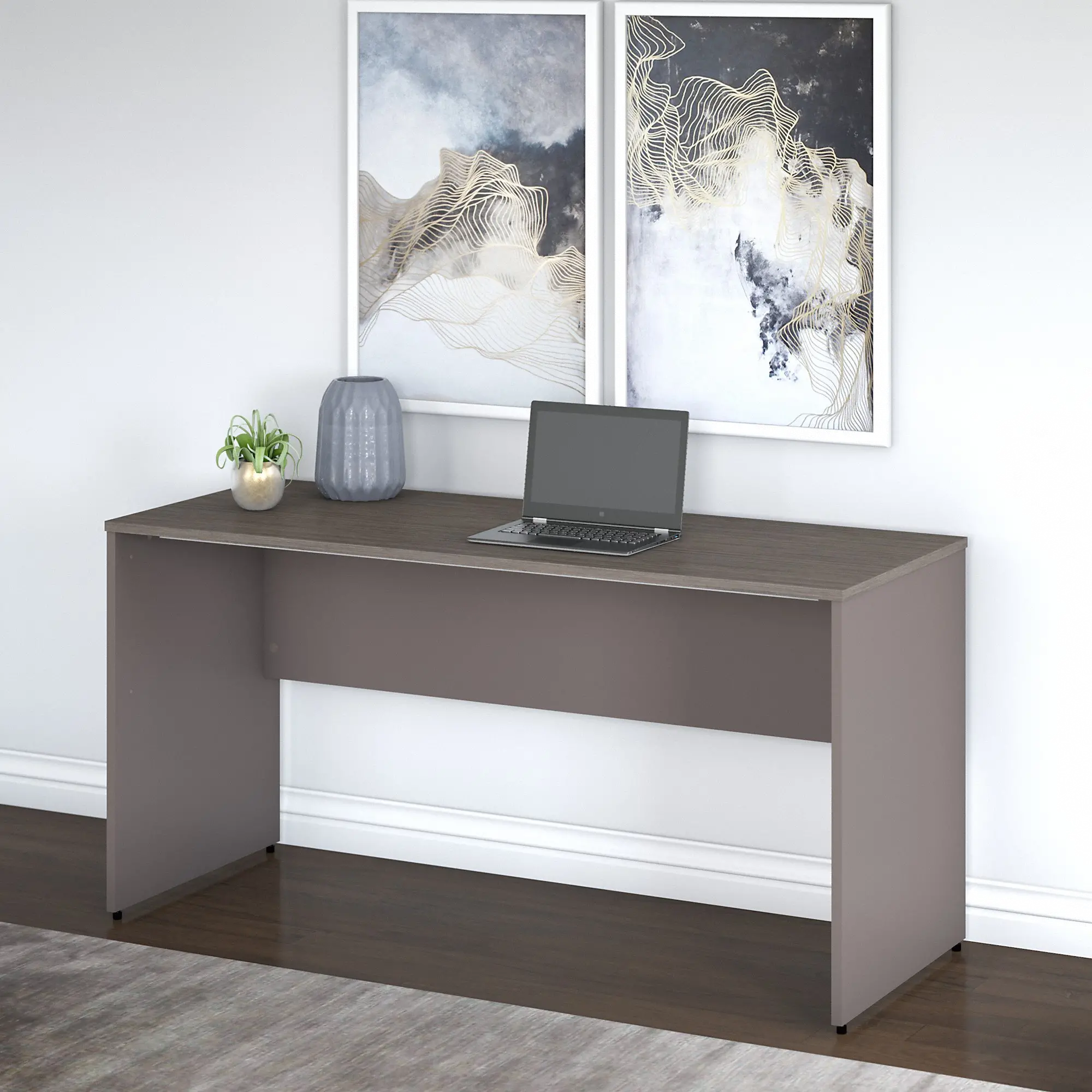 CMD260COP Commerce Transitional Pewter 60 Credenza Desk-1
