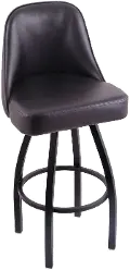 Grizzly Black Metal Upholstered Swivel Extra Tall Bar Stool