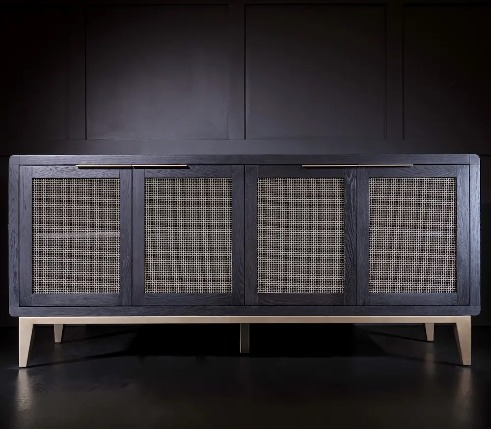 Modern Eclectic Black and Brass Sideboard-2
