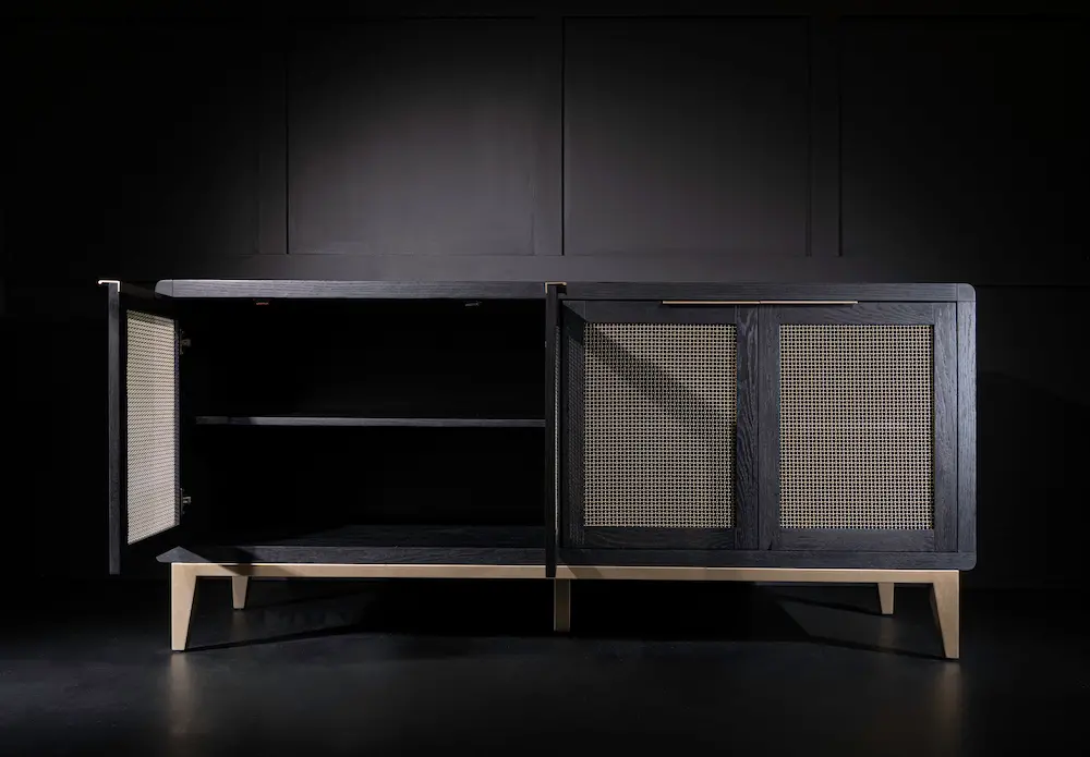 Modern Eclectic Black and Brass Sideboard-3