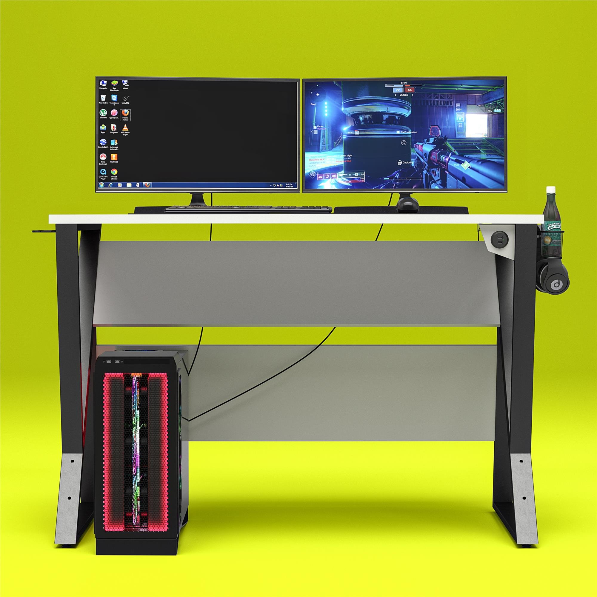 Genesis White Adjustable Gaming Desk-3