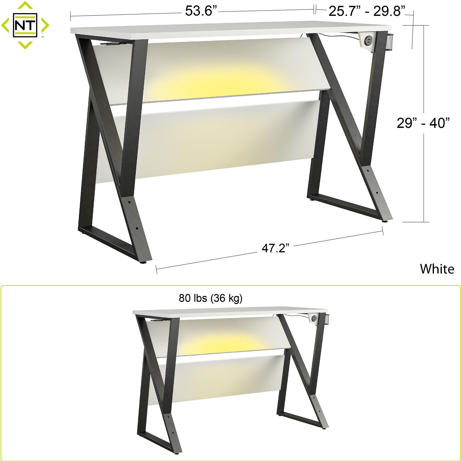 Genesis White Adjustable Gaming Desk-6