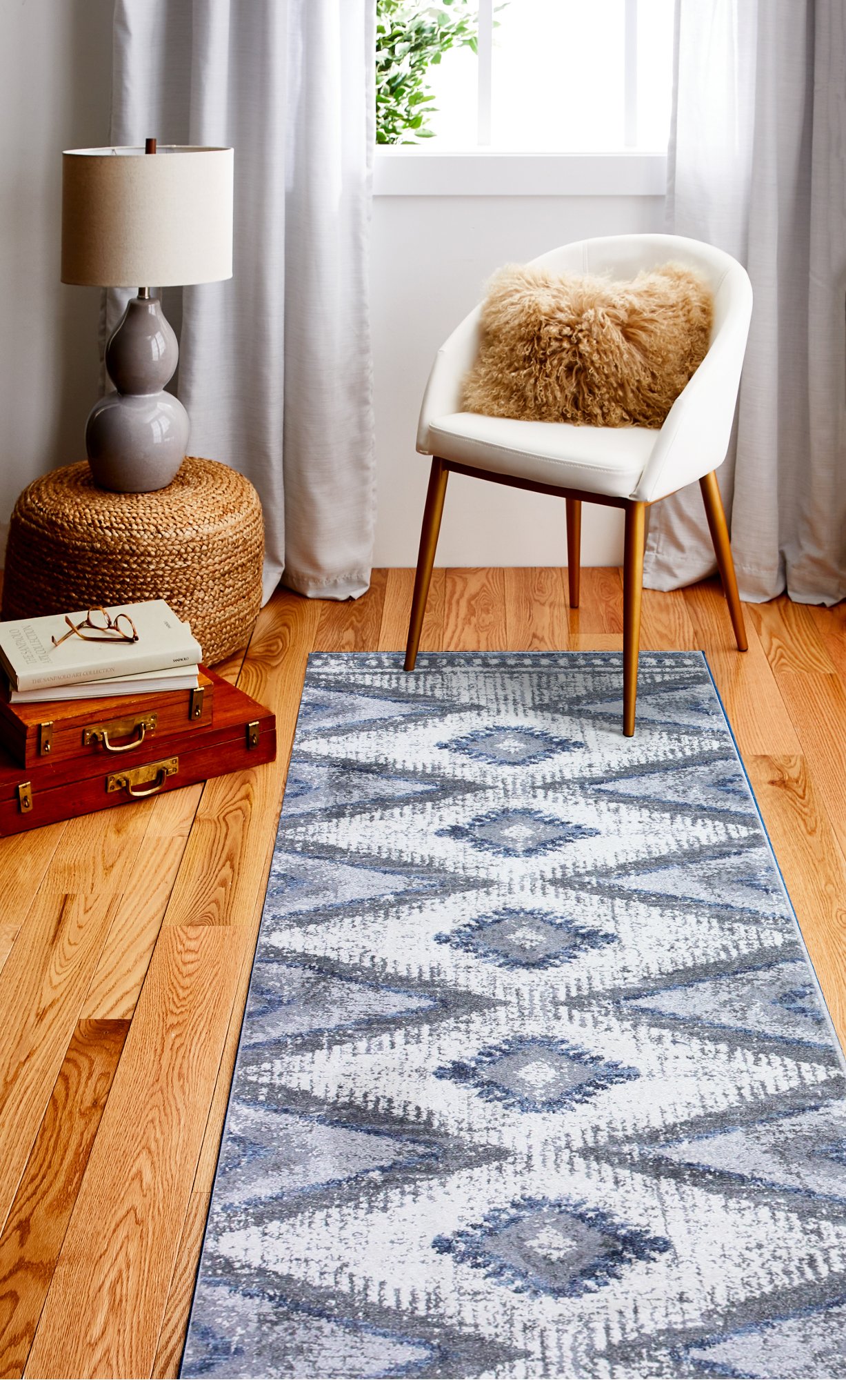 Aspen Ivory and Gray 8 Foot Runner Rug-2