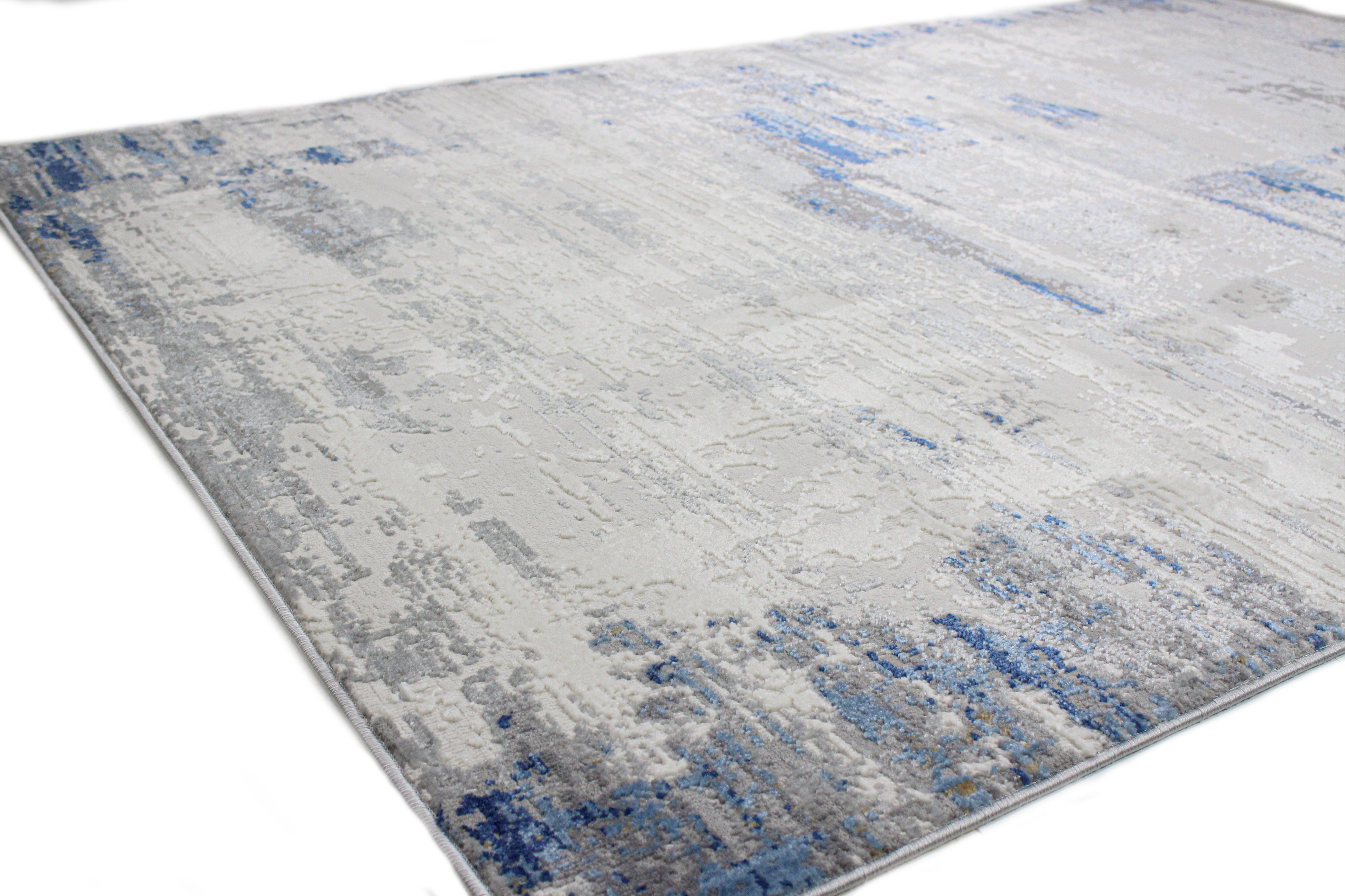 Carlyle Contemporary Ivory and Blue 8 Foot Runner-3