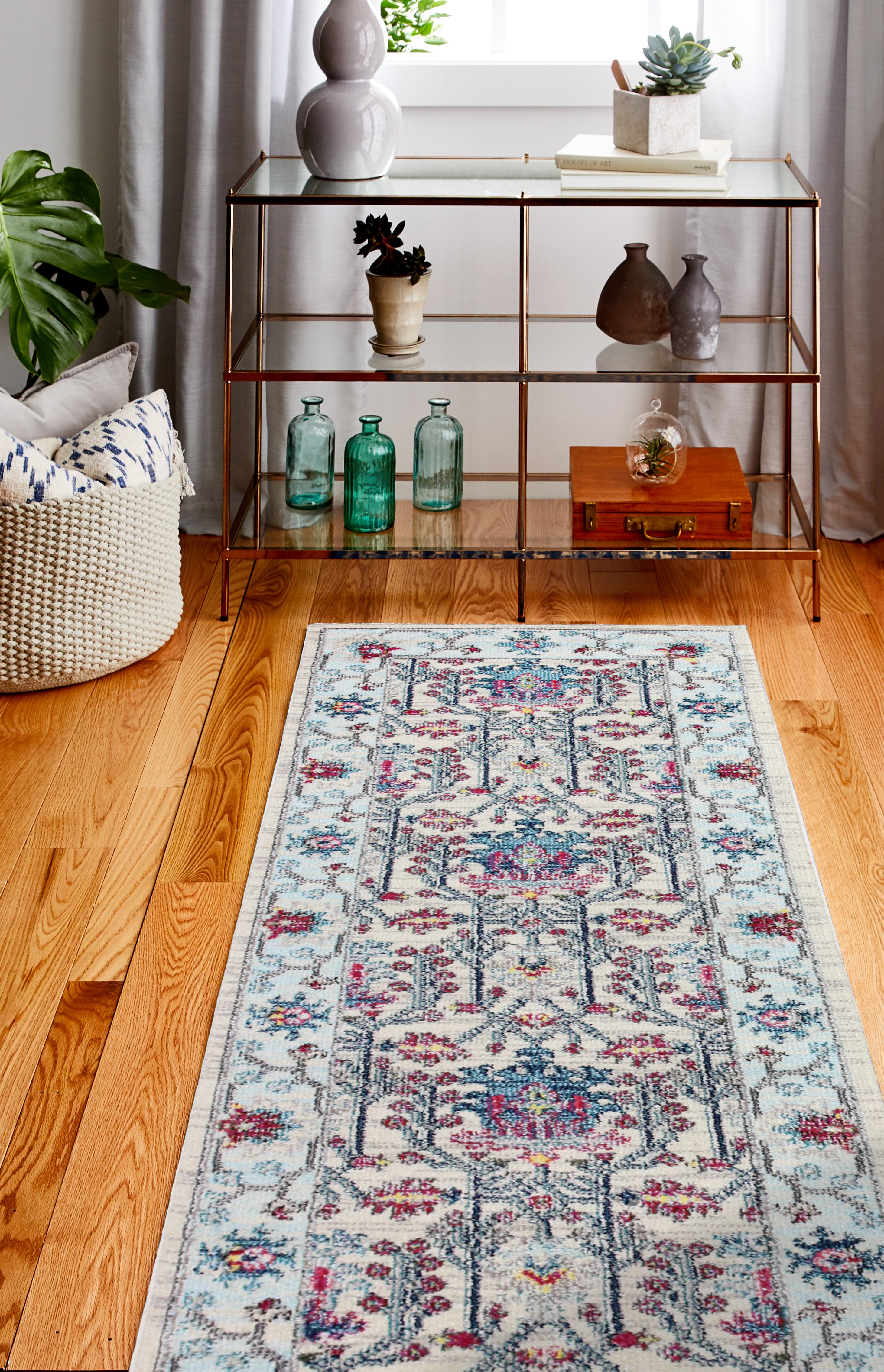 Dakota Transitional Ivory and Blue 8 Foot Runner-5