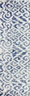 Everek Nahum Blue and Gray 8 Foot Runner Rug