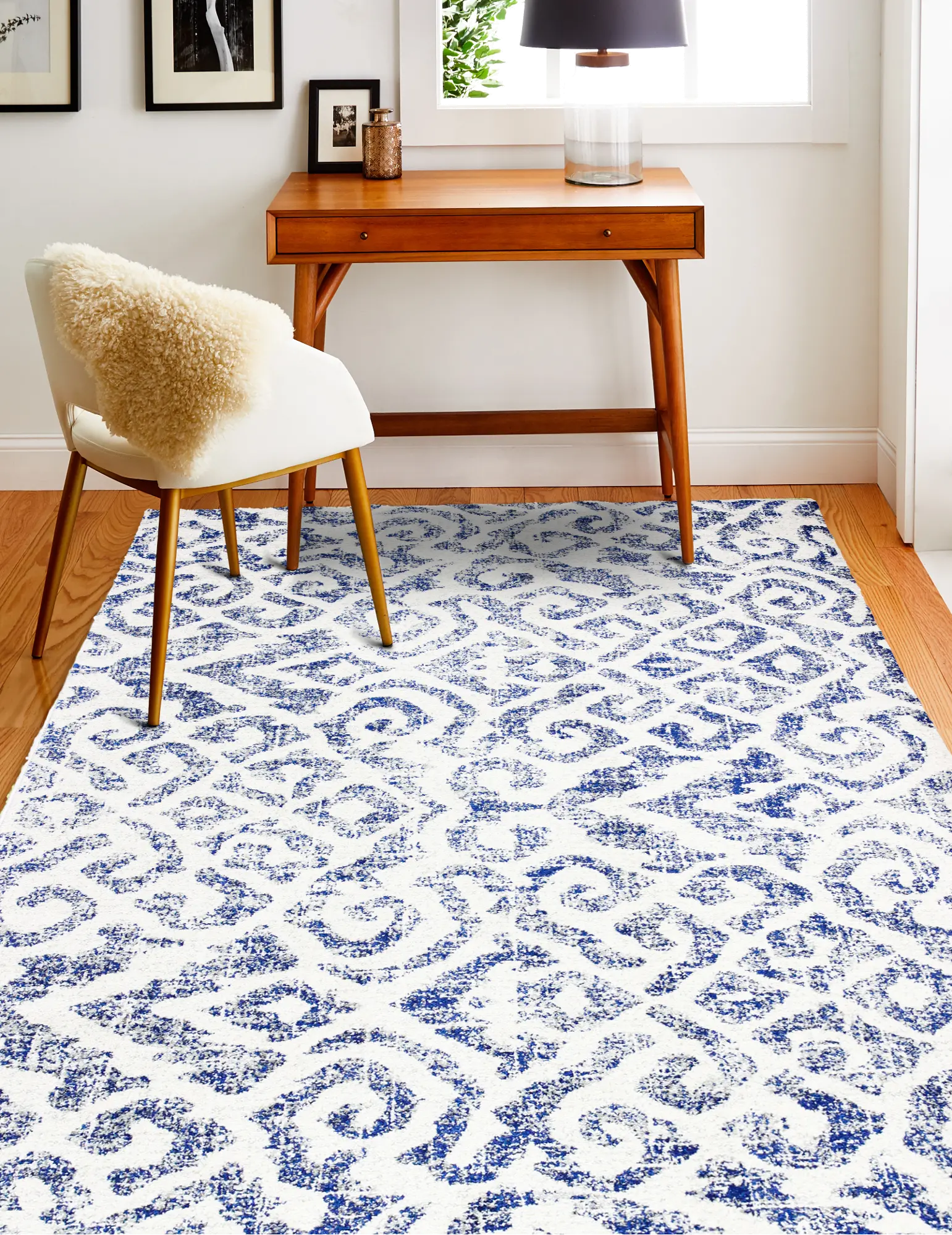 Everek 8 x 10 Nahum Blue and Gray Area Rug-2