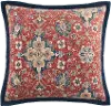 Melinda Red, Navy, Cream, and Green Washed Linen Euro Sham