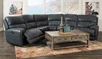 Mickey Charcoal Leather 5-Piece Power Reclining Sectional