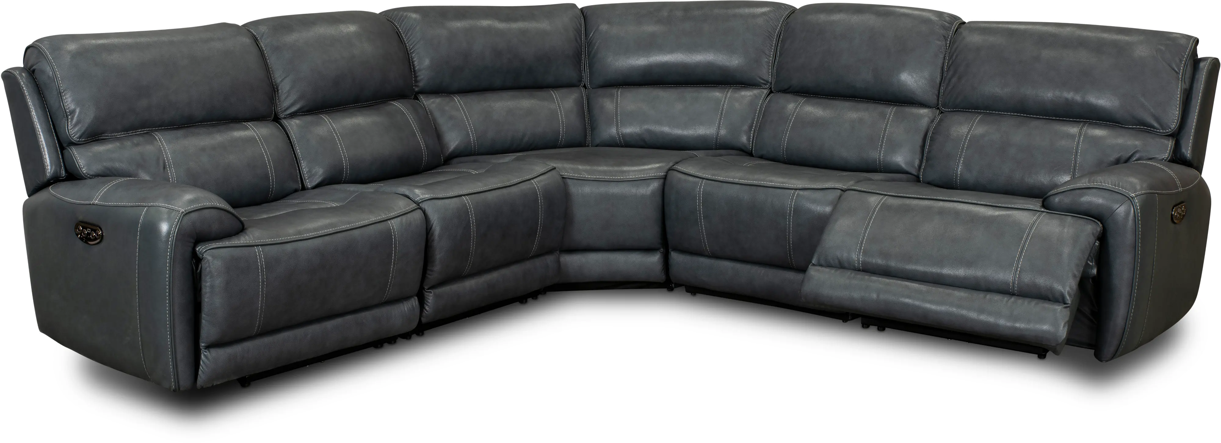 Mickey Charcoal Leather 5-Piece Power Reclining Sectional-2