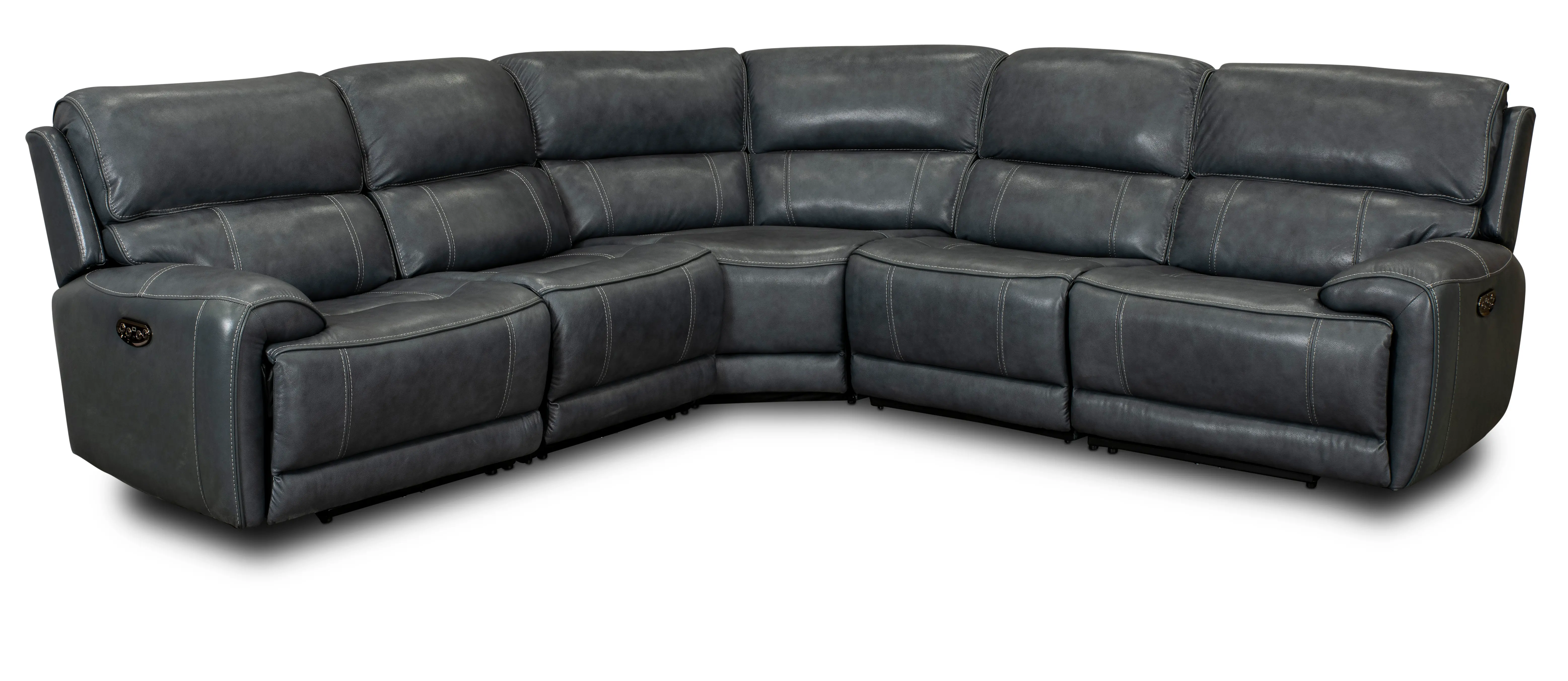 Mickey Charcoal Leather 5-Piece Power Reclining Sectional-3
