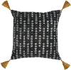 Black, Aqua and Gold Throw Pillow with Tassels