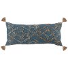 Farm Blue and Natural Throw Pillow with Tassels