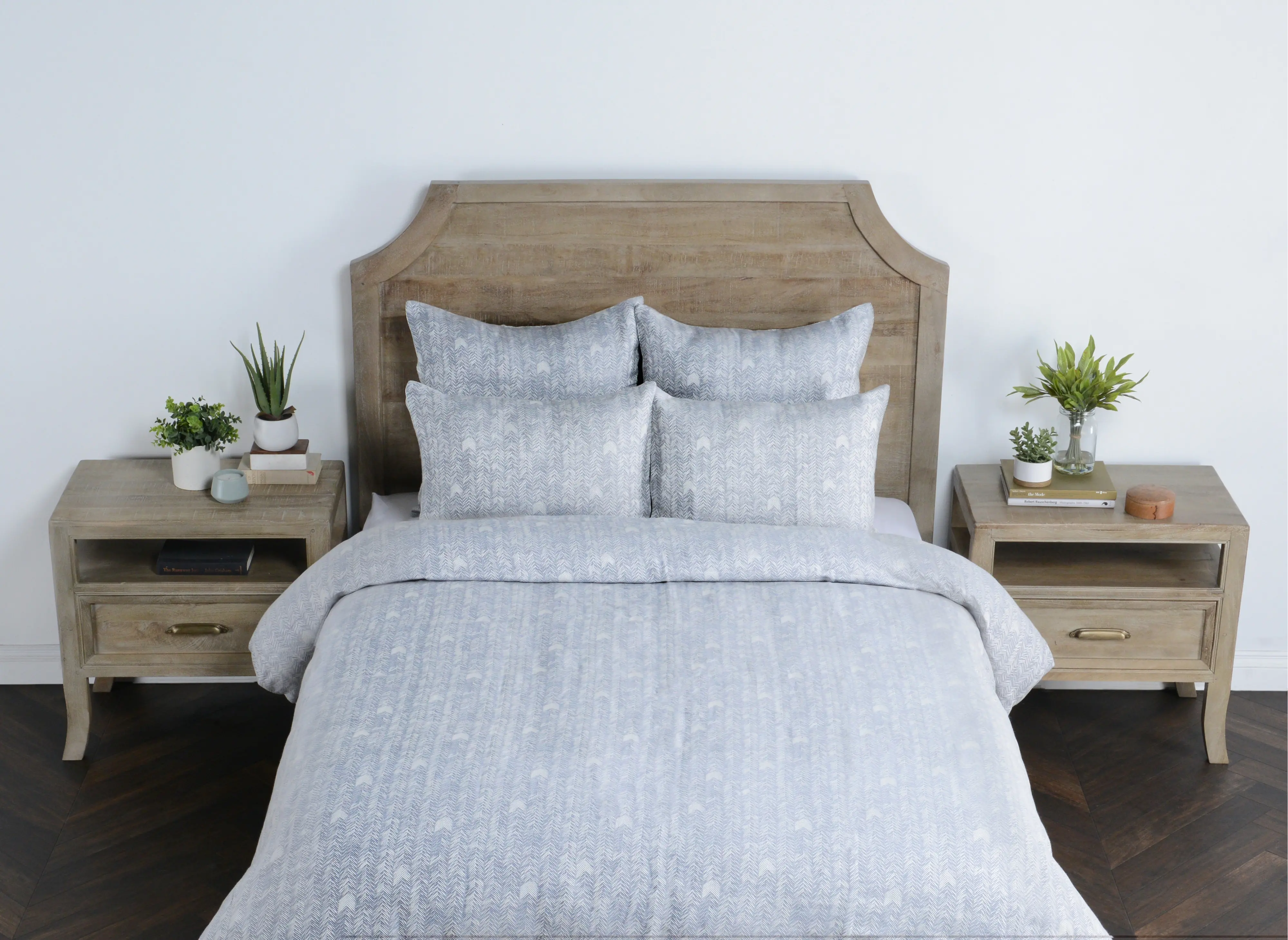 French Herringbone Gray Storm 3 Piece Queen Bedding Collection-2