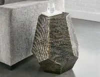 Donato Oil Rubbed Brass Hand Stamped Iron End Table