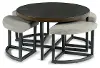 Yukon Iron and Linen Cocktail Table & Stools