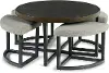 Yukon Iron and Linen Cocktail Table & Stools