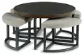 Yukon Iron and Linen Cocktail Table and Stools
