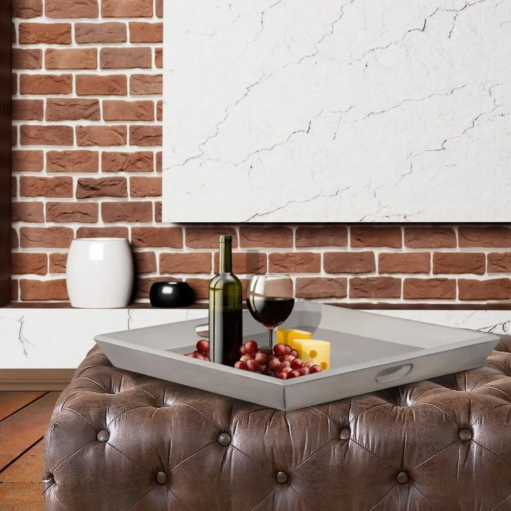 Westwood White Tabletop Wood Tray with Cut Out Handles-2