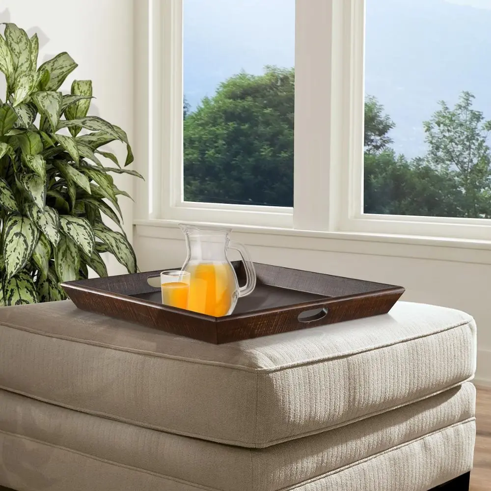 Homestead Tobacco Brown Leaf Ottoman Tabletop Tray-2