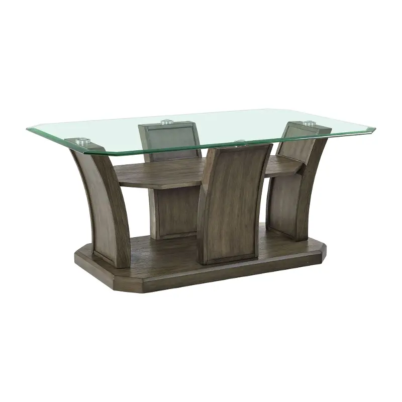 Dapper Gray Pedestal Coffee Table with Glass Top