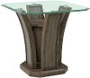 Dapper Gray Pedestal End Table with Glass Top