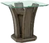 Dapper Gray Pedestal End Table with Glass Top