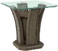 Dapper Gray Pedestal End Table with Glass Top