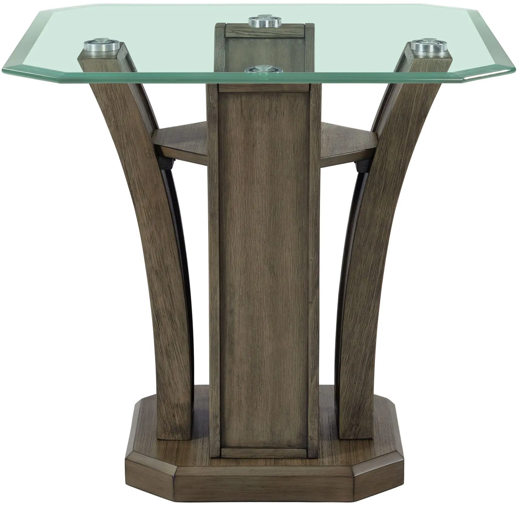 Dapper Gray Pedestal End Table with Glass Top-2
