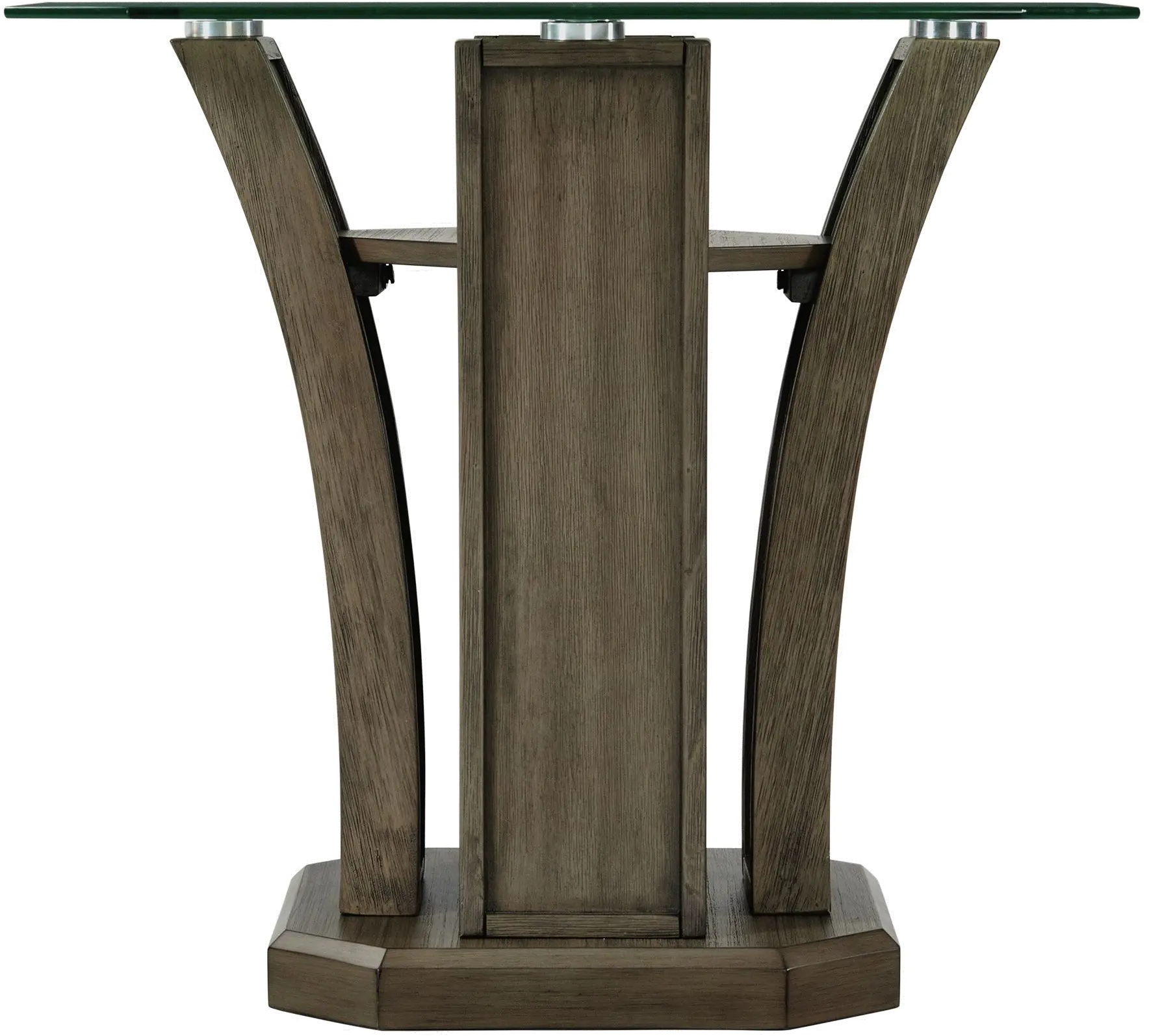 Dapper Gray Pedestal End Table with Glass Top-4