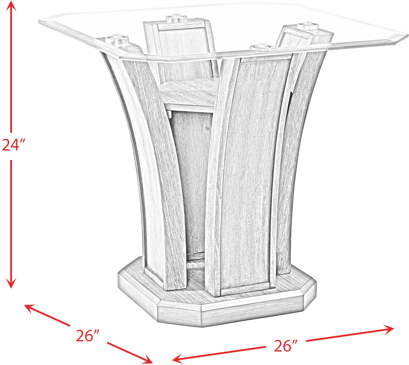 Dapper Gray Pedestal End Table with Glass Top-5