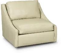 Romee Oatmeal Beige Leather Swivel Accent Chair