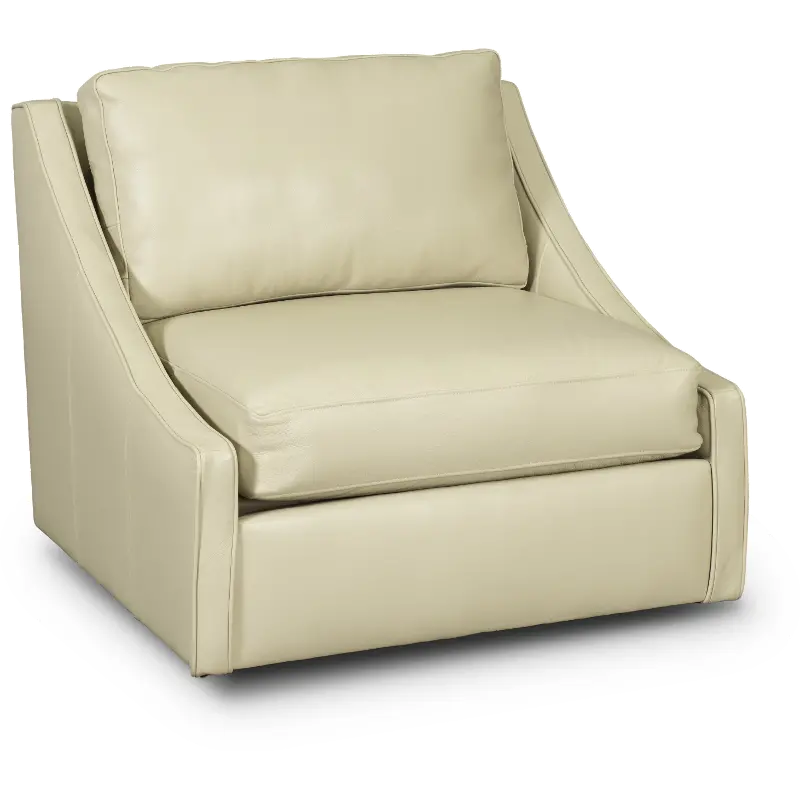 Romee Oatmeal Beige Leather Swivel Accent Chair