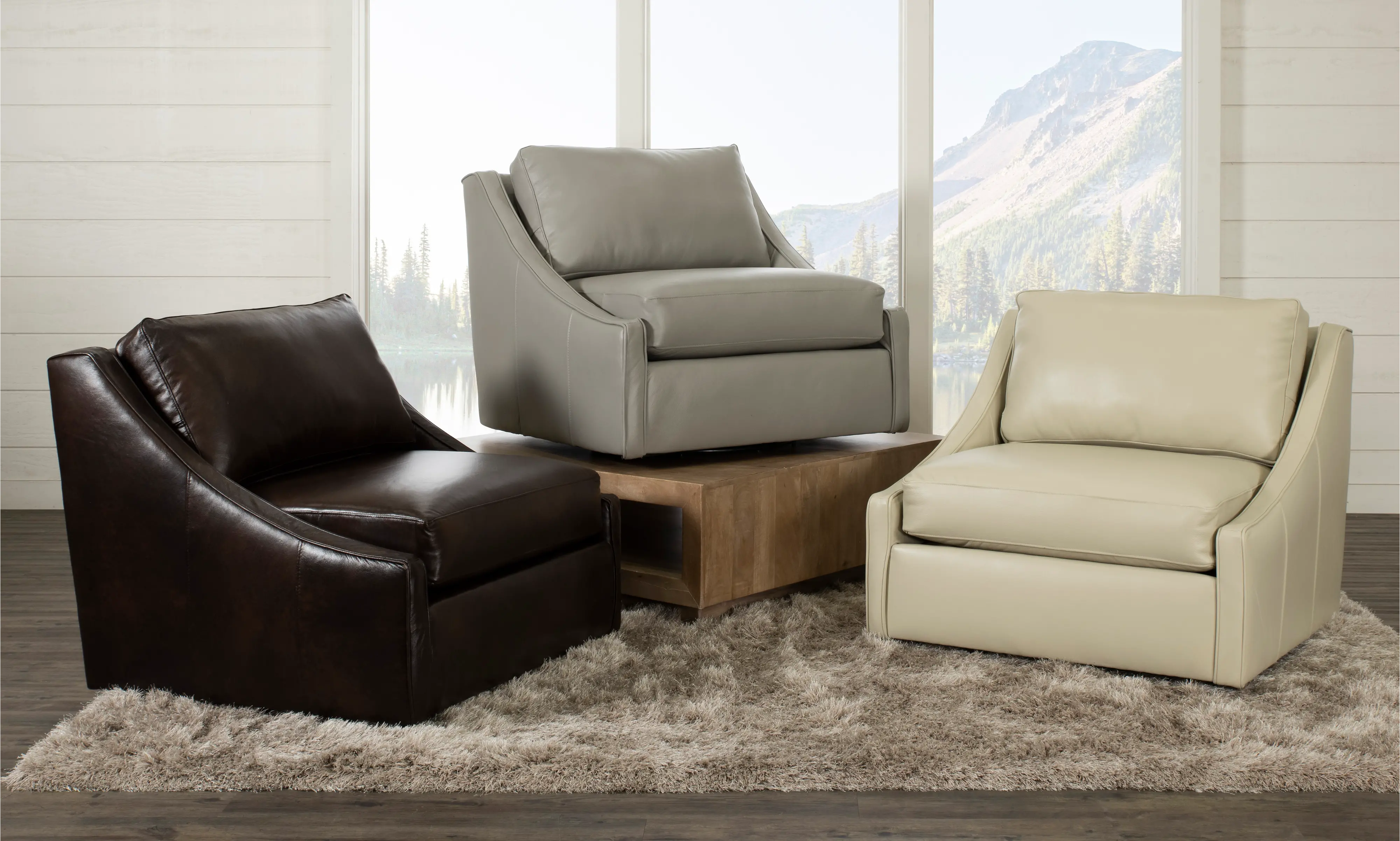 Romee Gray Leather Swivel Accent Chair-2