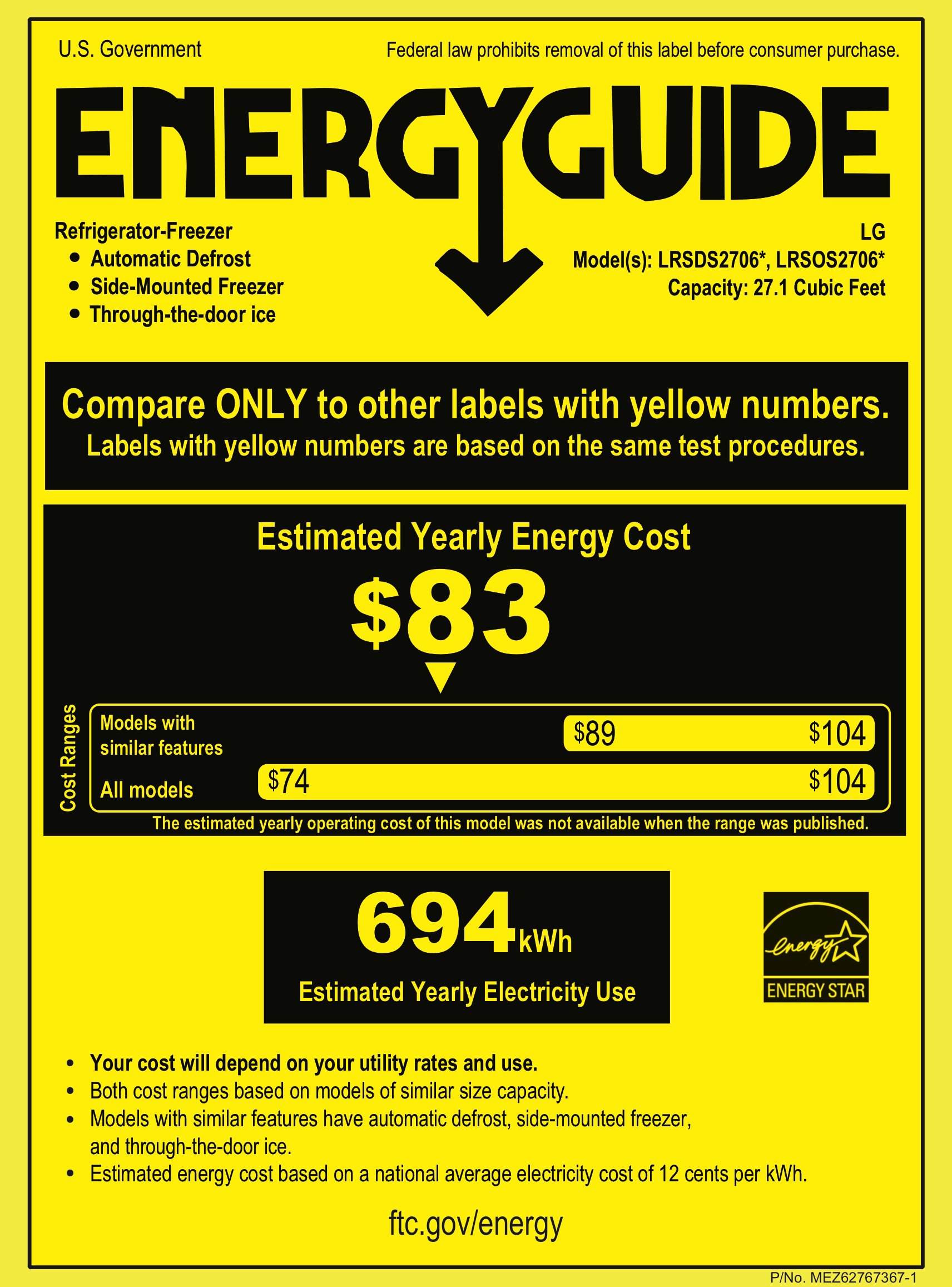 LRSDS2706D LG 26.8 cu ft Side by Side Door in Door Refrigerator - 36 W Black Stainless Steel-10