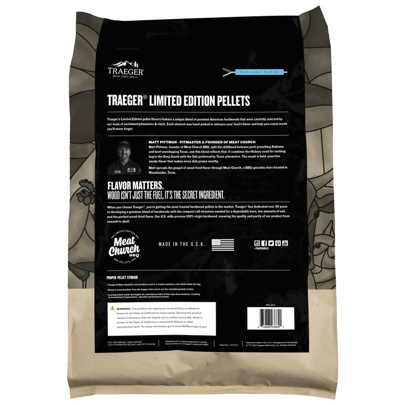 PEL350 Traeger Meat Church Blend Hardwood Pellets-2