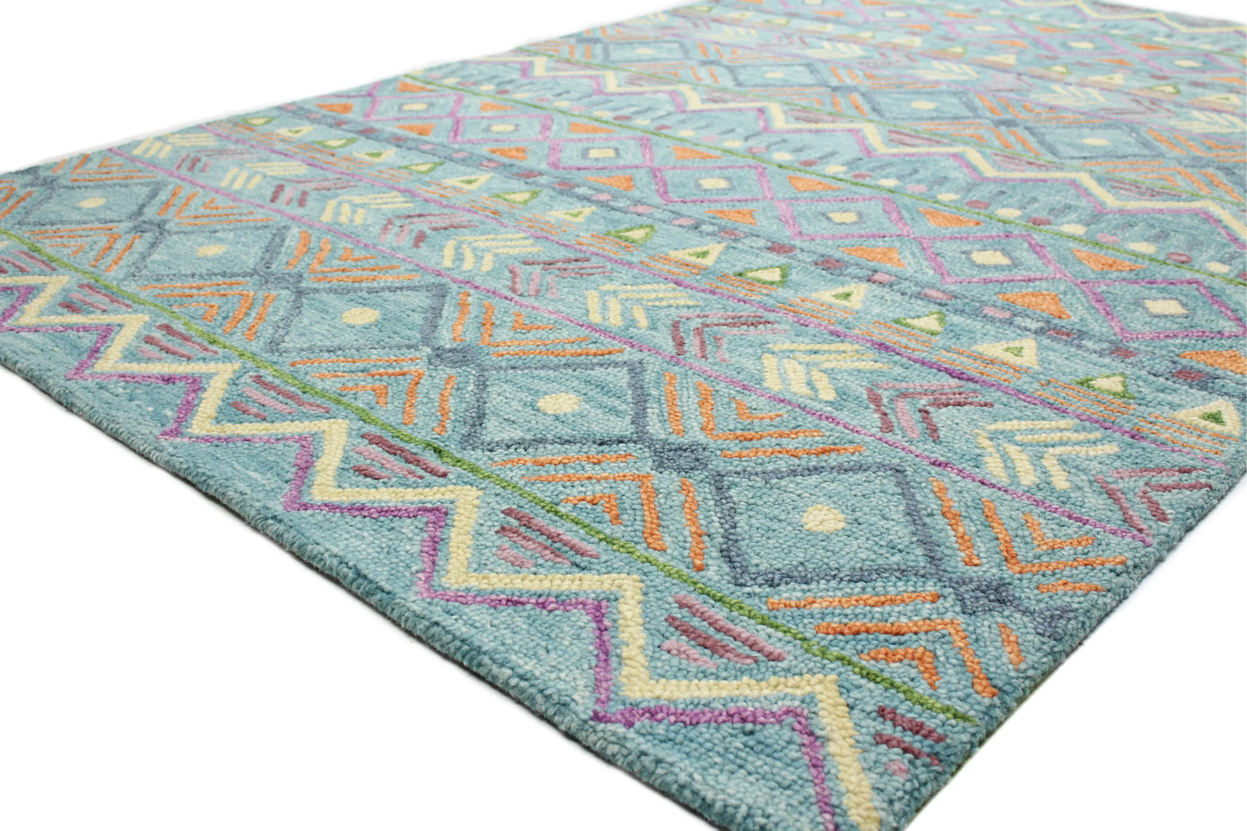 Valencia 8 x 10 Naim Abstract Teal Area Rug-3