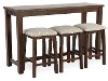 Jax Dark Brown Console Table with 3 Stools
