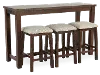 Jax Dark Brown Console Table with 3 Stools