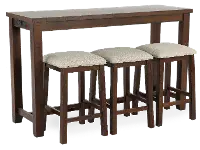Jax Dark Brown Console Table with 3 Stools