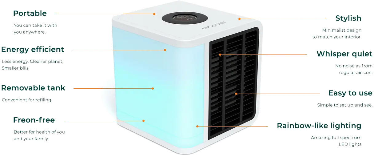 EvaLight White Personal Air Evaporative Cooler/Humidifier-4