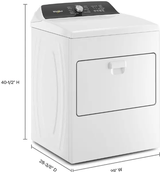 WED5010LW Whirlpool Electric Dryer W5010 - White 7.0 cu ft-10