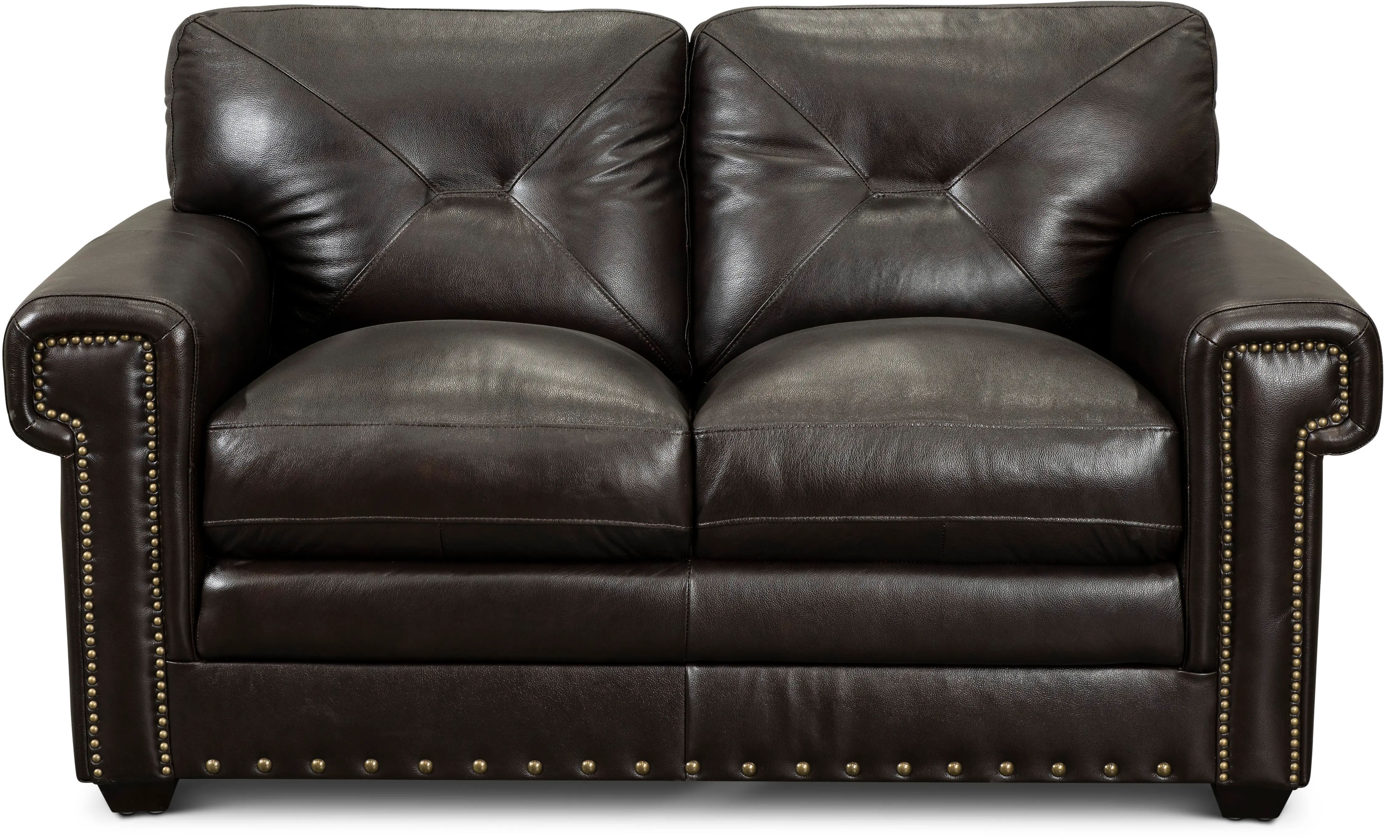 Derrick Dark Brown Leather Loveseat-1