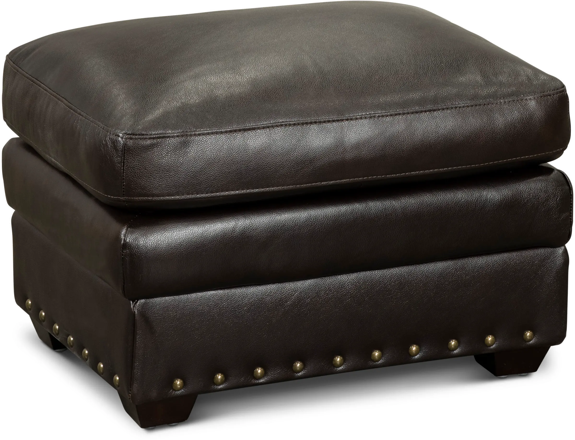 Derrick Dark Brown Leather Ottoman-1