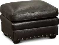 Derrick Dark Brown Leather Ottoman
