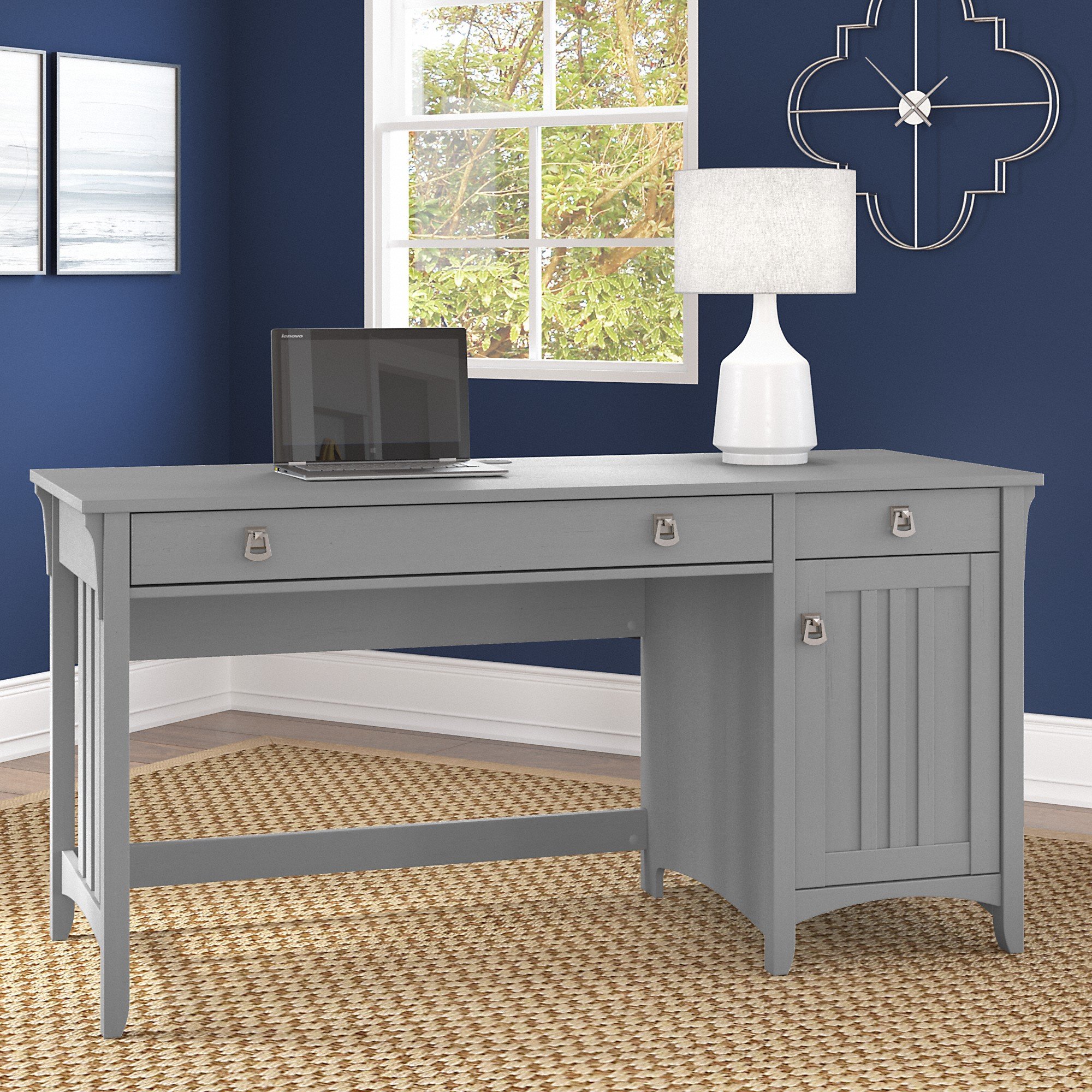 Salinas Cape Cod Gray Pedestal Desk-1
