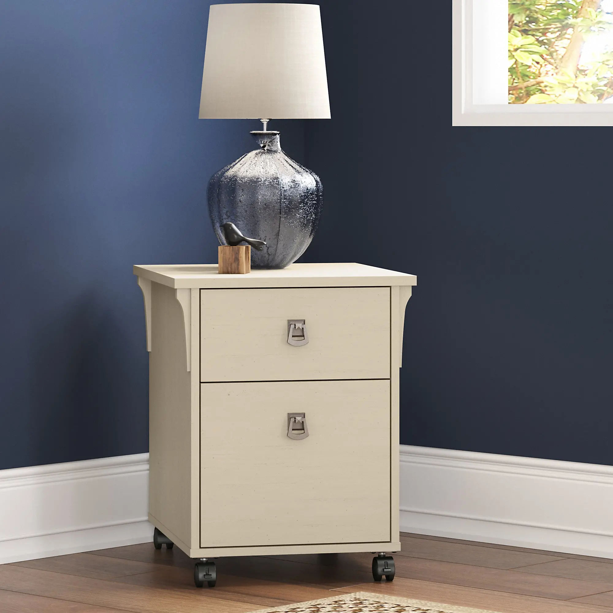 SAF118AW-03 Salinas Antique White Mobile Office Pedestal-1